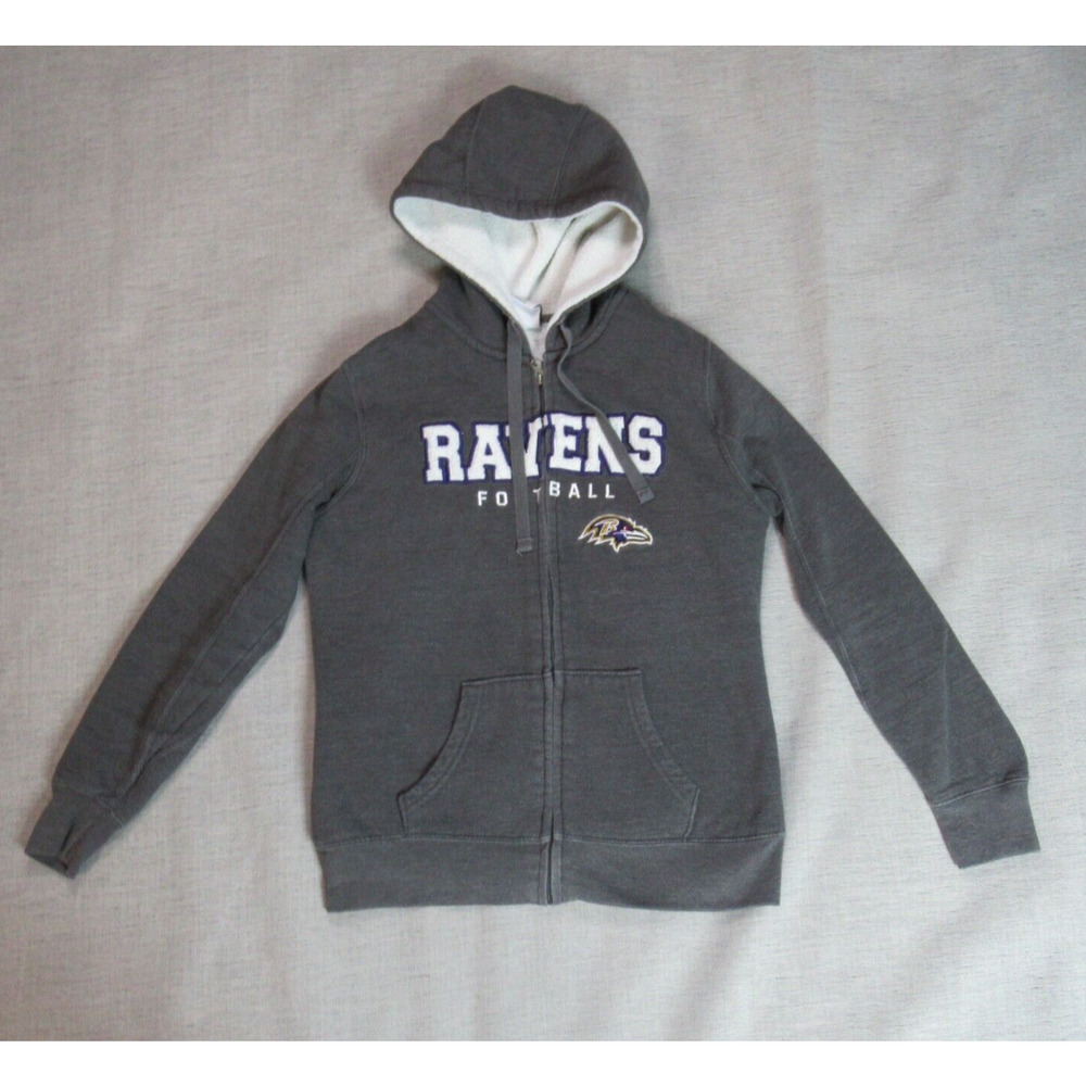 Baltimore Ravens Hoodie Womens M Gray Full Zip Fleece NFL Football Sweatshirt